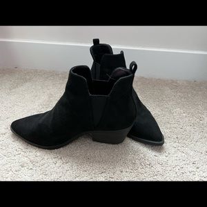 Black suede type material booties